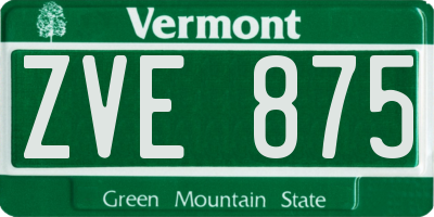 VT license plate ZVE875
