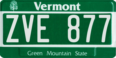 VT license plate ZVE877