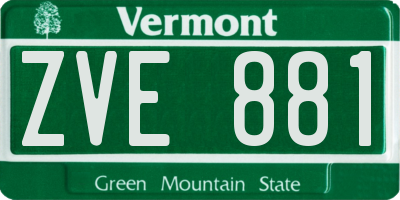 VT license plate ZVE881