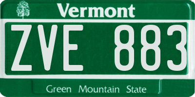 VT license plate ZVE883
