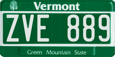 VT license plate ZVE889