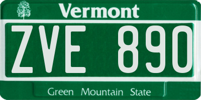 VT license plate ZVE890