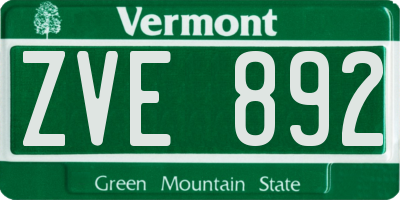 VT license plate ZVE892