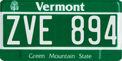 VT license plate ZVE894