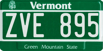 VT license plate ZVE895