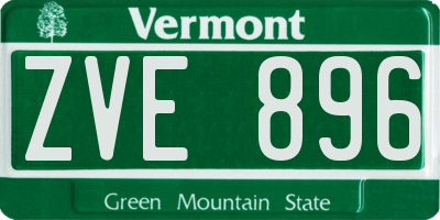 VT license plate ZVE896