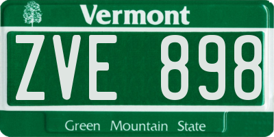 VT license plate ZVE898