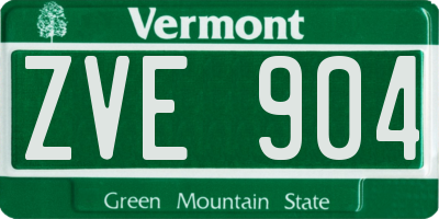 VT license plate ZVE904