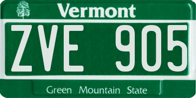 VT license plate ZVE905