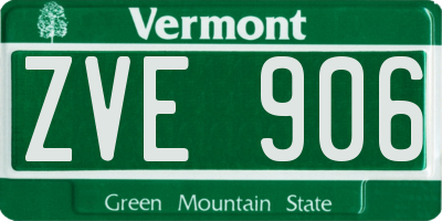 VT license plate ZVE906