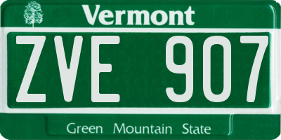 VT license plate ZVE907