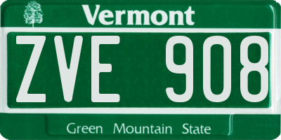VT license plate ZVE908