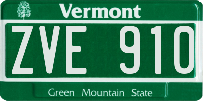 VT license plate ZVE910