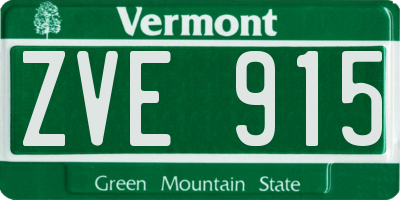 VT license plate ZVE915