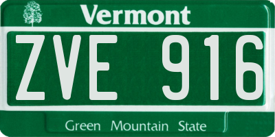 VT license plate ZVE916
