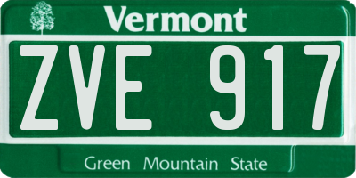 VT license plate ZVE917