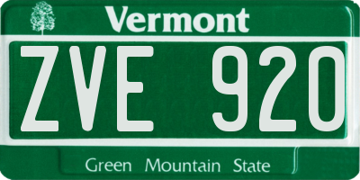 VT license plate ZVE920