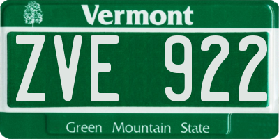 VT license plate ZVE922