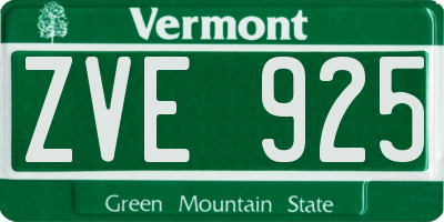 VT license plate ZVE925