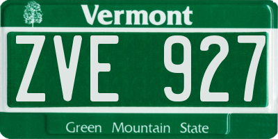 VT license plate ZVE927