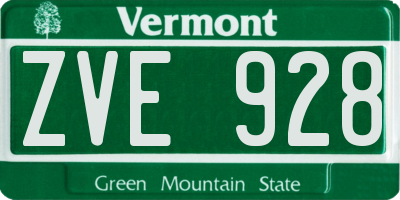 VT license plate ZVE928