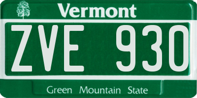 VT license plate ZVE930
