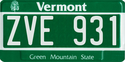 VT license plate ZVE931