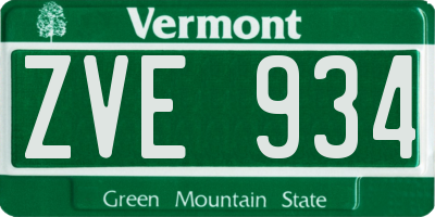 VT license plate ZVE934