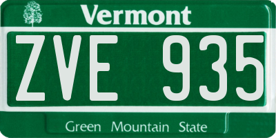 VT license plate ZVE935