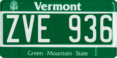 VT license plate ZVE936