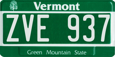 VT license plate ZVE937