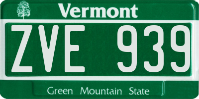 VT license plate ZVE939