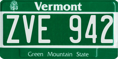 VT license plate ZVE942