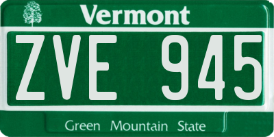 VT license plate ZVE945