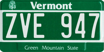 VT license plate ZVE947