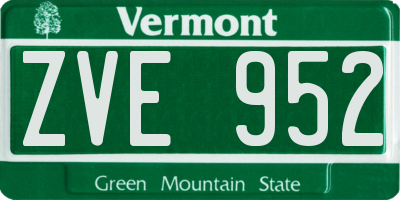 VT license plate ZVE952