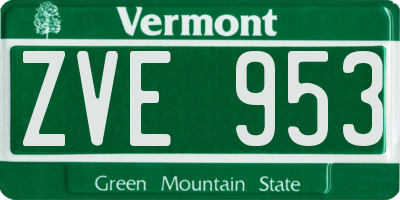 VT license plate ZVE953