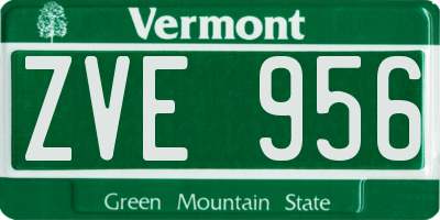 VT license plate ZVE956