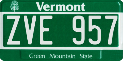 VT license plate ZVE957