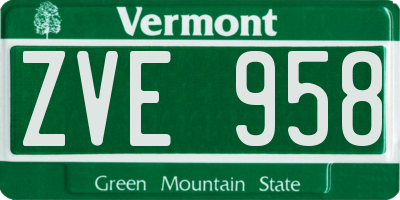 VT license plate ZVE958