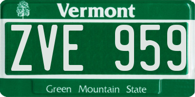 VT license plate ZVE959