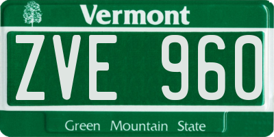VT license plate ZVE960