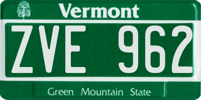 VT license plate ZVE962