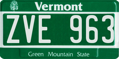 VT license plate ZVE963