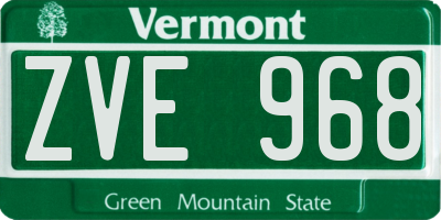 VT license plate ZVE968