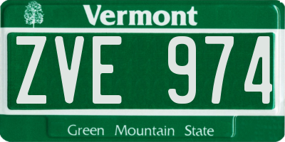 VT license plate ZVE974