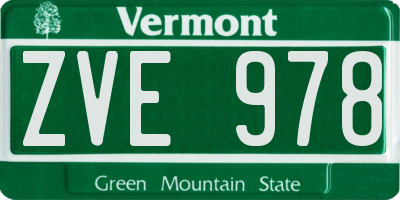 VT license plate ZVE978