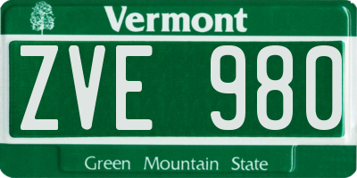 VT license plate ZVE980