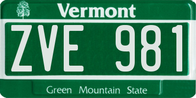 VT license plate ZVE981