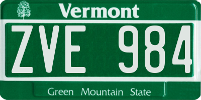 VT license plate ZVE984